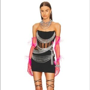 NWT NBD Amiah Mini Dress in Silver Black Small